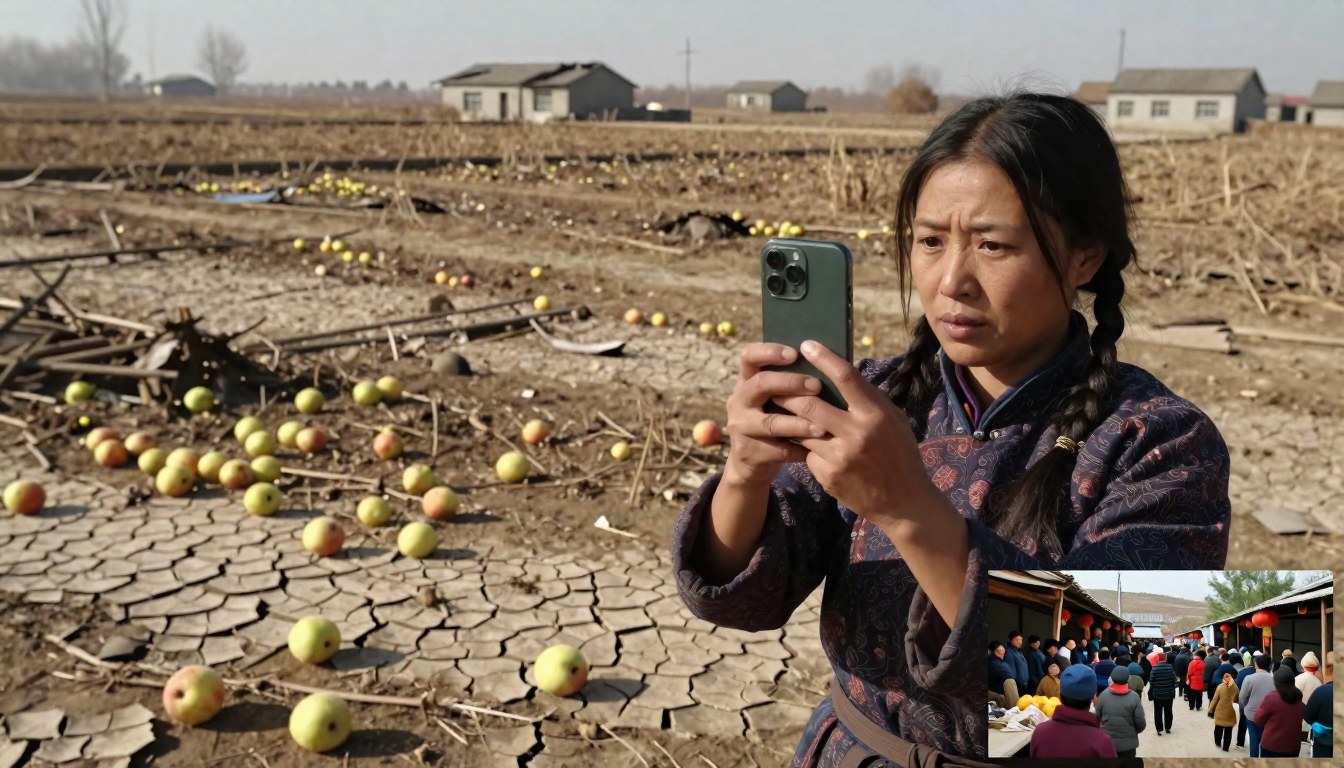 村里的果子烂在地里, 女主靠一部手机直播卖空全村的货, 却被人造谣刷单（北方旱地·关键场景近景