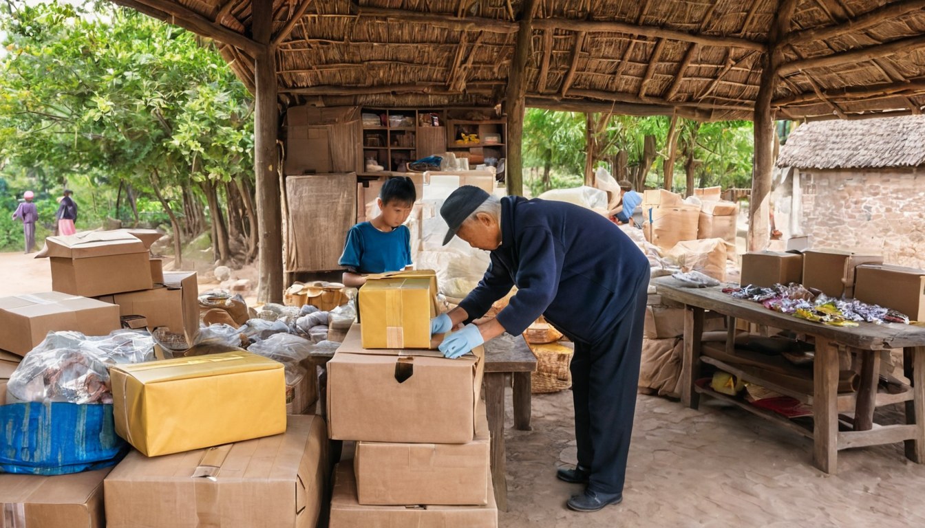 村里第一个快递代收点, 靠一件件包裹串起留守老人、留守儿童和外地务工的人·关键场景近景